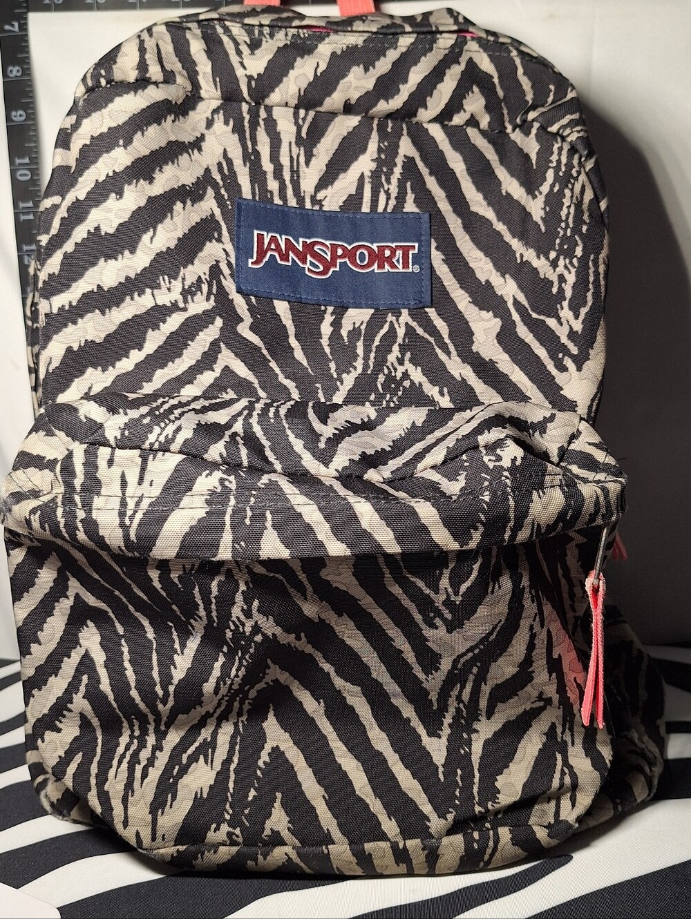 Jansport Backpack Zebra Black & Grey w/ Pink Accents